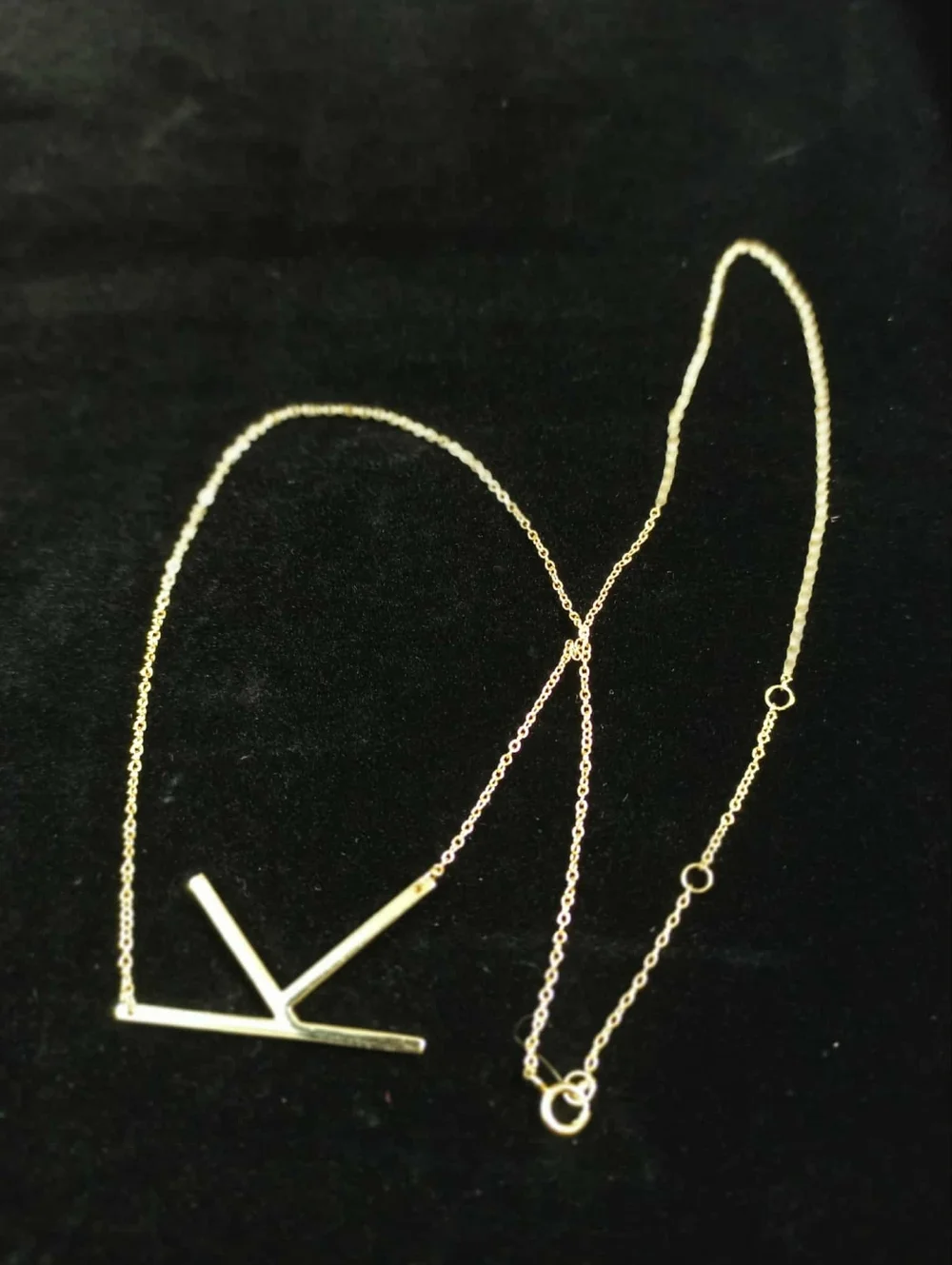 Vintage 90s Sterling Silver 925 Gold Plated K Initial Necklace Minimalist Bar